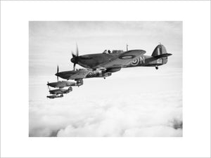 Hawker Sea Hurricanes of the Fleet Air Arm, based at RNAS Yeovilton, flying in formation, 9 December 1941.