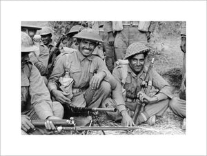 An Indian infantry section of the 2nd Battalion, 7th Rajput Regiment about to go on patrol on the Arakan front in Burma, 1944.