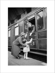 Vera Elliott says good bye to her daughter Heather as she sets off from Sunderland railway station to begin her war work in May 1941.