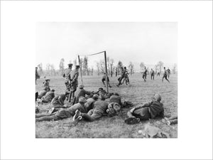 Officers verses other ranks football match played by members of the 26th Divisional Ammunition Train near the city of Salonika, Christmas Day 1915.