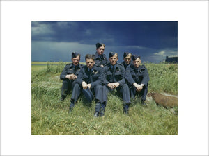 Flight Lieutenant Joe McCarthy (fourth from left) and his crew of No. 617 Squadron (The Dambusters) at RAF Scampton, 22 July 1943.