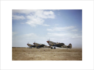 Three Curtiss Kittyhawk Mark IIIs of No 112 Squadron, Royal Air Force