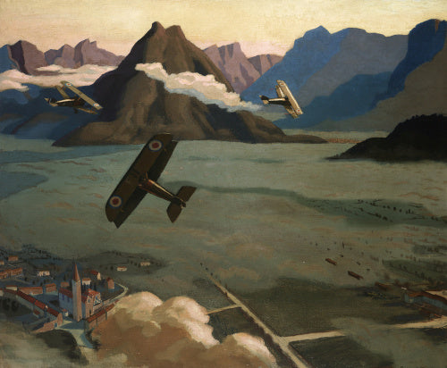 British Scouts leaving their Aerodrome on Patrol, over the Asiago Plateau, Italy, 1918