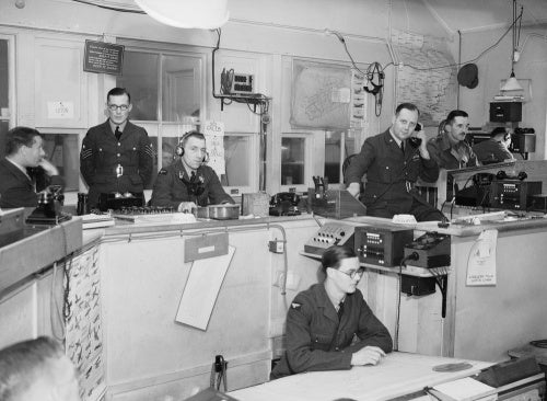 Interior of RAF Fighter Command's Sector 'G' Operations Room at Duxford, Cambridgeshire, September 1940.
