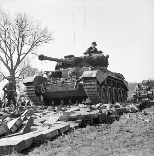 Comet tanks of the 2nd Fife and Forfar Yeomanry, 11th Armoured Division, crossing the Weser at Petershagen, Germany, 7 April 1945.
