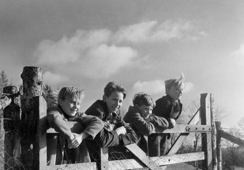 A group of boys evacuated from London and the Thames Estuary at Totnes in South Devon, 1941.