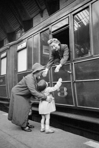 Vera Elliott says good bye to her daughter Heather as she sets off from Sunderland railway station to begin her war work in May 1941.