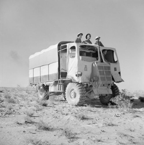 A 6-pdr anti-tank gun portee, camouflaged to look like an ordinary lorry, North Africa, 27 October 1942.