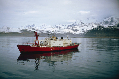 The Ice Patrol Ship HMS ENDURANCE at Cumberland Bay, South Georgia, 25 May 1982.
