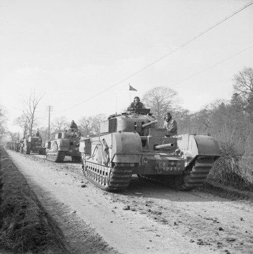Churchill tanks during Exercise 'Spartan' in the UK, 9 March 1943.