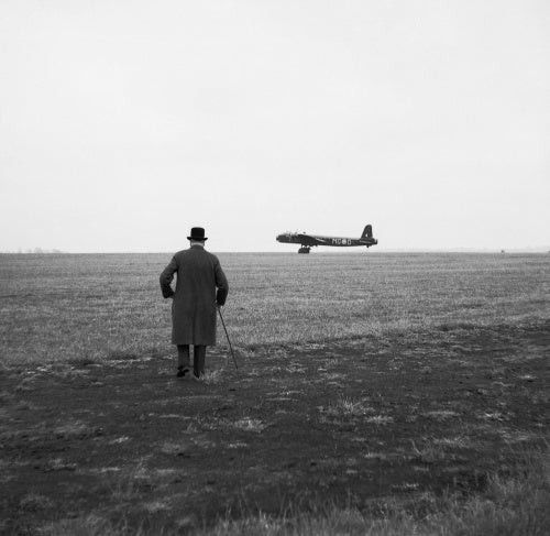 Winston Churchill watching a Short Stirling bomber of No. 7 Squadron taking off, 6 June 1941.