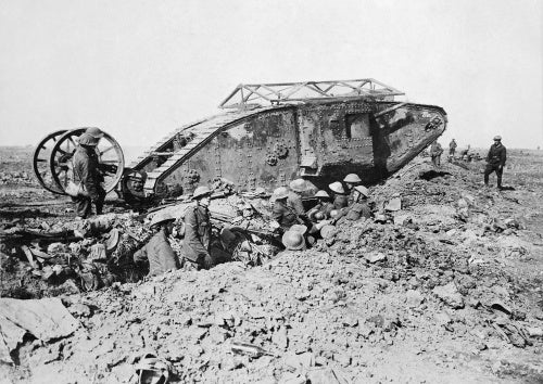 Mark I 'Male' Tank of 'C' Company that broke down on its way to attack Thiepval on 25 September 1916 during the Battle of the Somme.