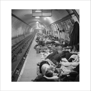 Civilians sheltering in Elephant and Castle London Underground Station during an air raid in November 1940.