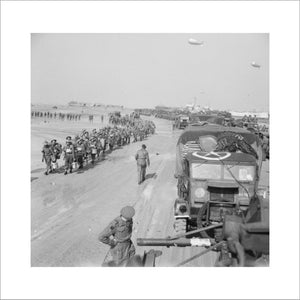 Troops and transport of British 50th Division on the Normandy beaches, 7 June 1944.