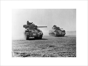 Sherman tanks of 9th Queen's Royal Lancers during the Battle of El Alamein, 5 November 1942.