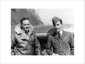 Squadron Leader Marmaduke Thomas St John "Pat" Pattle, Officer Commanding No. 33 Squadron RAF, and the Squadron Adjutant, Flight Lieutenant George Rumsey, standing by a Hawker Hurricane at Larissa, Thessaly, Greece.