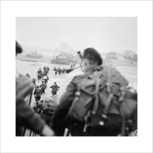 British commandos of 1st Special Service Brigade, led by Lord Lovat, landing on 'Queen Red' sector of Sword Beach, at La Breche, on the morning of 6 June 1944.