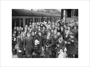 A group of evacuees from Bristol arrive at Brent railway station near Kingsbridge in Devon during 1940.