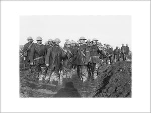 Working party of British troops on muddy ground near Bernafay Wood, Somme, November 1916