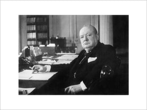 Cecil Beaton portrait of Winston Churchill at his seat in the Cabinet Room at No 10 Downing Street, London.