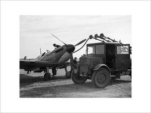 Refuelling a Spitfire of No 19 Squadron at Fowlmere during the Battle of Britain, September 1940.
