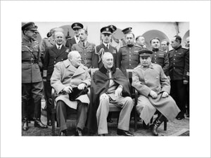 The Big Three': Winston Churchill, Franklin D Roosevelt and Joseph Stalin sit for photographs during the Yalta Conference in February 1945.