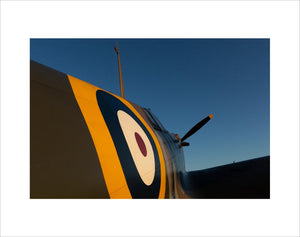 Supermarine Spitfire Mk Ia N3200 at the Duxford Airfield during sunrise