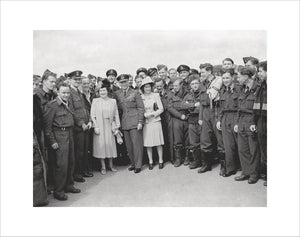 Queen Elizabeth, King George VI and Princess Elizabeth with Royal Air Force Bomber Command
