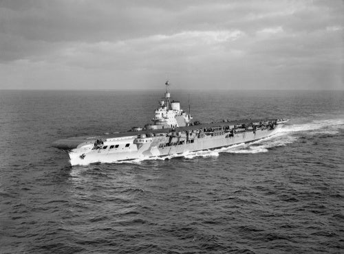HMS VICTORIOUS underway at near Scapa Flow, 28 October 1941.