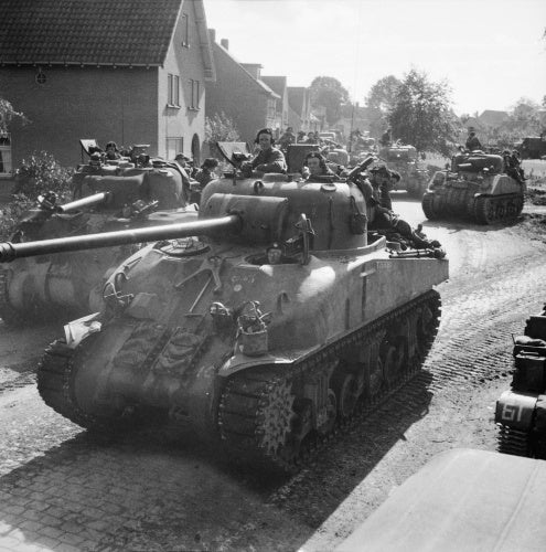 Sherman tanks of 11th Armoured Division during the advance towards Gemert in Holland, 26 September 1944.
