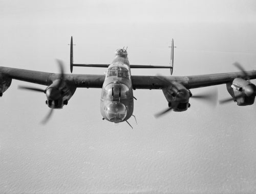 A Lancaster Mk III of No. 619 Squadron on a test flight from RAF Coningsby, 14 February 1944.