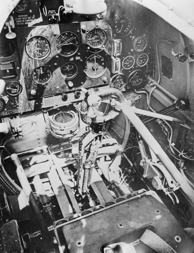 The cockpit interior of a Supermarine Spitfire Mk II, August 1940.