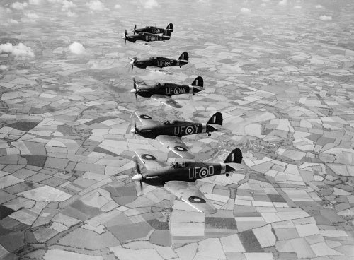 Hurricane Mk IIBs of 'B' Flight, No. 601 Squadron, based at Duxford, 21 August 1941.
