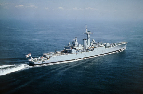 The 'Rothesay' class frigate HMS LOWESTOFT, circa 1970.