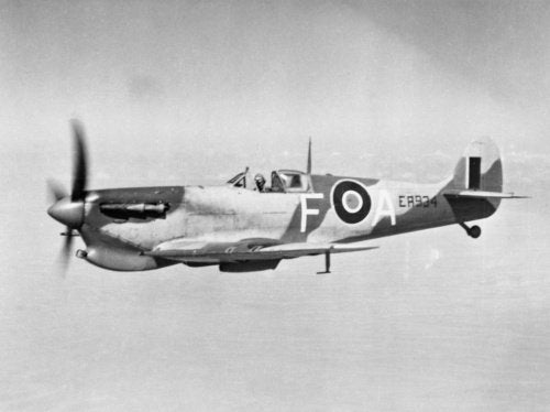 Supermarine Spitfire Mark VC of No. 73 Operational Training Unit in flight over Egypt, January 1943.