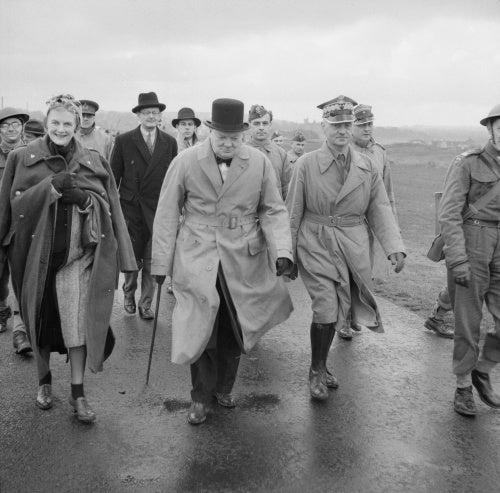 Churchill inspects Polish troops at St Andrews in Scotland, accompanied by his wife Clementine and General Wladyslaw Sikorski, Premier of the Polish Government-in-Exile and commander of Polish forces, 23 October 1940.