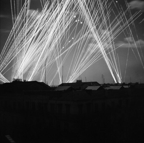 Allied anti-aircraft fire over Algiers during a night raid, 23 November 1942.