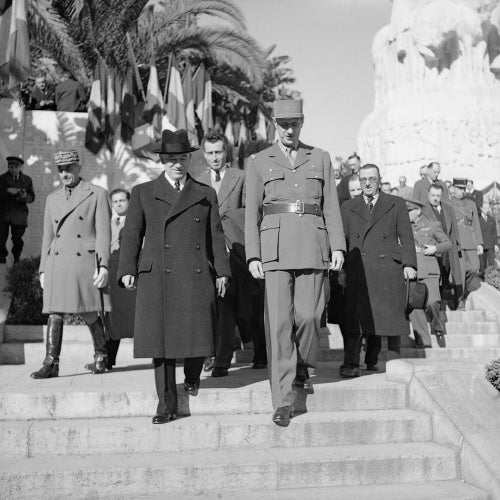 General Charles de Gaulle with Czechoslovak President-in-exile Dr Benes in Algiers, 3 January 1945.