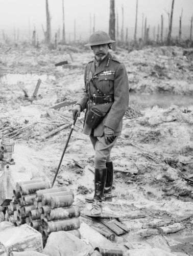 HM King George V, on Wytschaete Ridge in Belgium on 4 July 1917 during a tour of the Western Front.