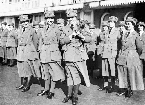 Members of the Women's Royal Air Force (WRAF) on parade in 1918.