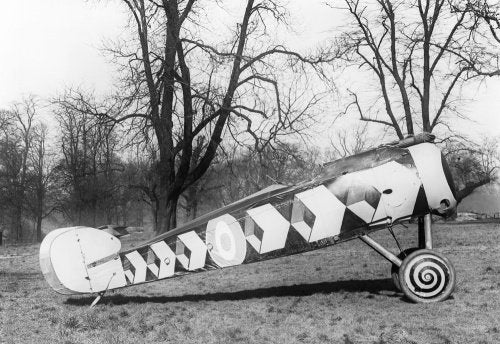 Experimental camouflage on the fuselage of a Sopwith camel, developed during the First World War to disguise the aircraft's direction of flight.