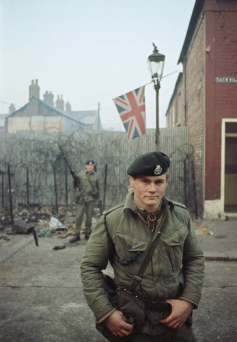 2nd Lieutenant Robin Martin of 1st Royal Green Jackets in Belfast during the Battalion's first tour of duty in Northern Ireland, 1969.