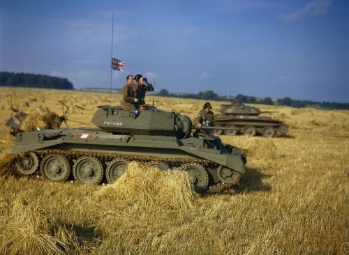 The Commander-in-Chief Home Forces, General Sir Bernard Paget, in a Crusader tank of 42nd Armoured Division during a large-scale exercise near Malton in Yorkshire, 29 September 1942.