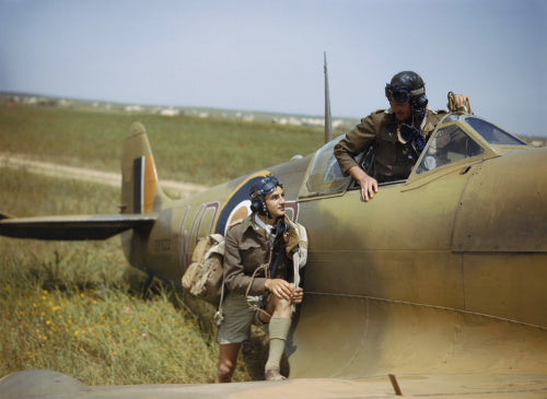 Supermarine Spitfire pilots of No. 40 Squadron, South African Air Force, at Gabes in Tunisia, April 1943.
