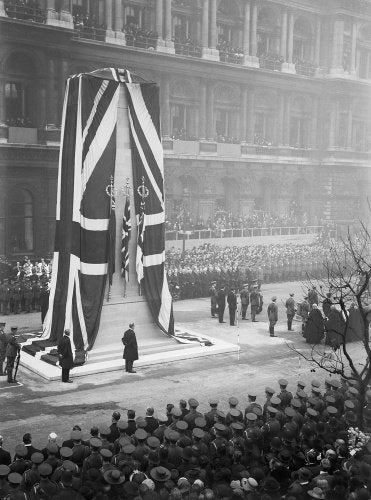 Unveiling of the permanent Cenotaph at Whitehall, by His Majesty King George V, 11 November 1920.