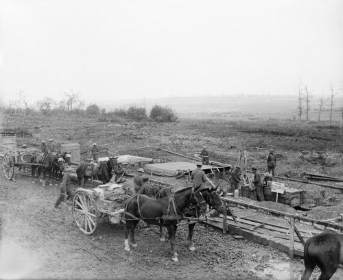 An advanced water supply point on the Mametz Road near Fricourt, Somme, July 1916.